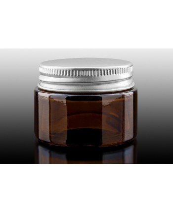Borcan sticla bruna 30 ml cu capac negru/argintiu cu opercul
