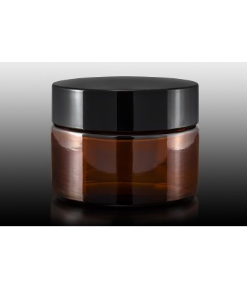 Borcan sticla bruna 30 ml cu capac negru/argintiu cu opercul