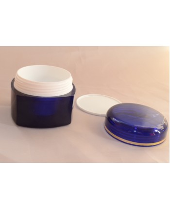 Doza cuadrangulara perete dublu albastru opac 50 ml